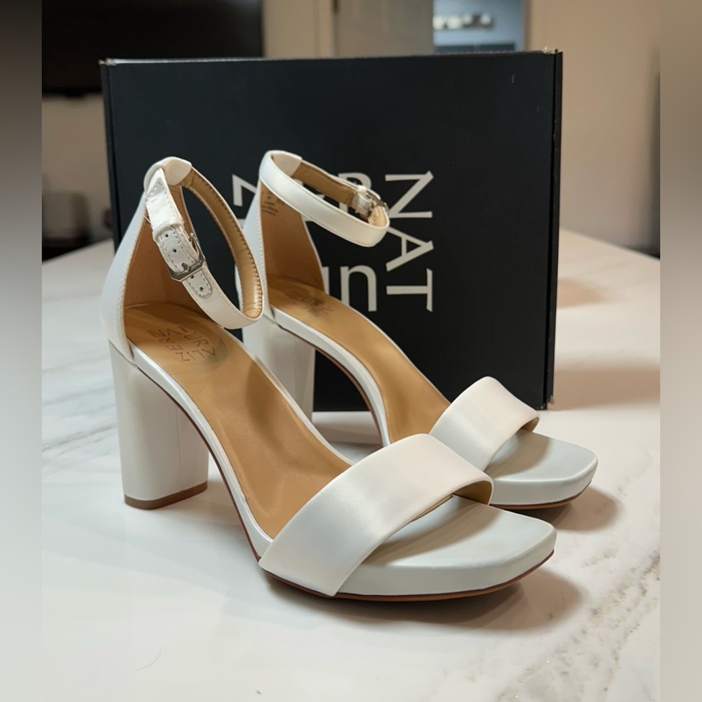 Naturalizer Women's White Satin Joy Heels